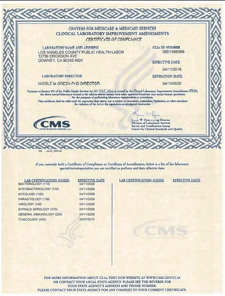 CLIA Certificate