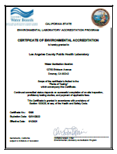 Environmental Laboratory Certificate
