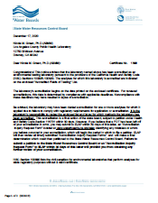 Environmental Laboratory Certificate Letter